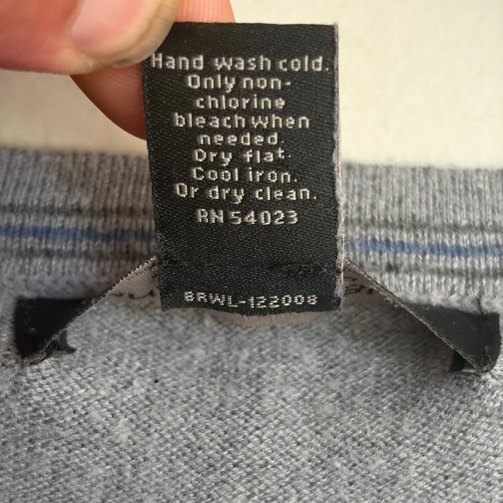 Banana Republic Luxury Blend Silk Cotton Cashmere V-Neck Sweater Grey Mens Small